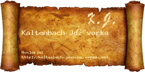 Kaltenbach Jávorka névjegykártya